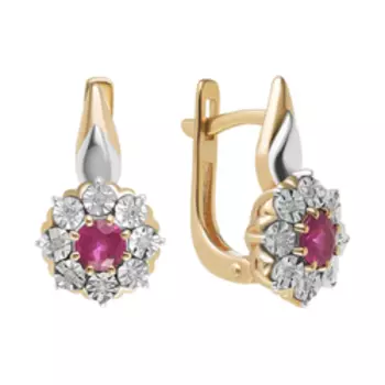 Золотые серьги с рубинами и бриллиантами