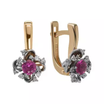 Золотые серьги с рубинами и бриллиантами