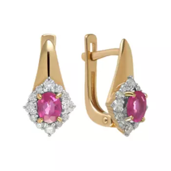 Золотые серьги с рубинами и бриллиантами