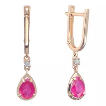 Золотые серьги с рубинами и бриллиантами