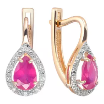 Золотые серьги с рубинами и бриллиантами