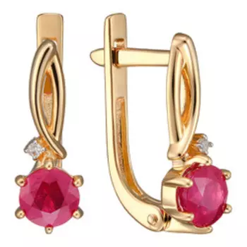 Золотые серьги с рубинами и бриллиантами