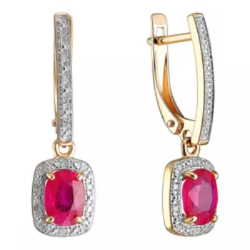 Золотые серьги с рубинами и бриллиантами