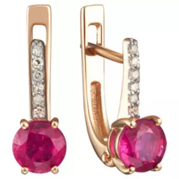 Золотые серьги с рубинами и бриллиантами