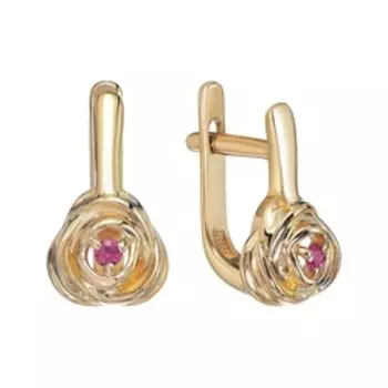 Золотые серьги с рубинами "Розы"