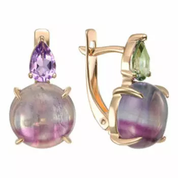 Золотые серьги с самоцветами