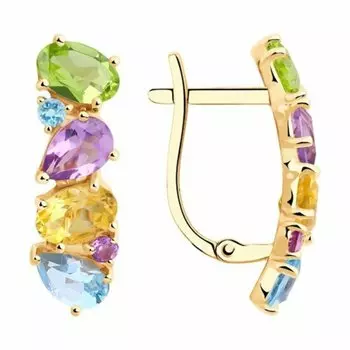 Золотые серьги с самоцветами