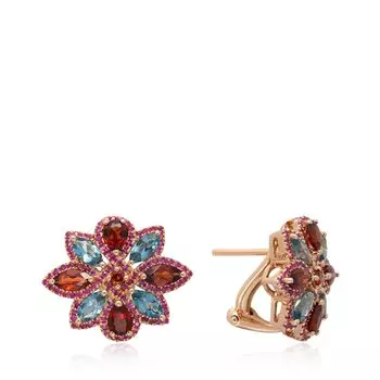 Золотые серьги с самоцветами