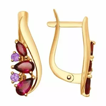 Золотые серьги с самоцветами