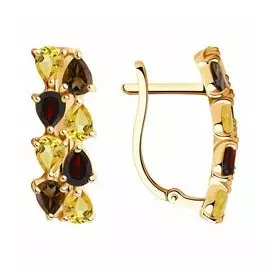 Золотые серьги с самоцветами