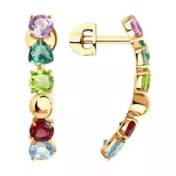 Золотые серьги с самоцветами