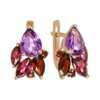 Золотые серьги с самоцветами