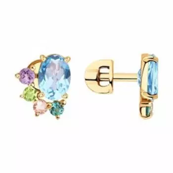 Золотые серьги с самоцветами