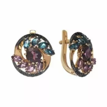 Золотые серьги с самоцветами