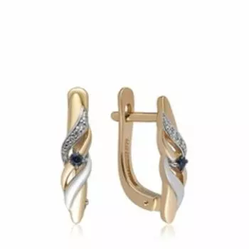 Золотые серьги с сапфирами и бриллиантами