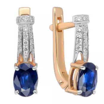 Золотые серьги с сапфирами и бриллиантами