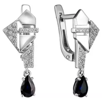 Золотые серьги с сапфирами и бриллиантами