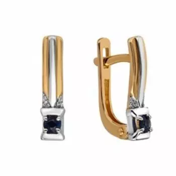 Золотые серьги с сапфирами и бриллиантами