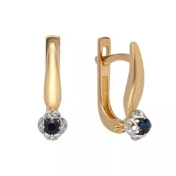 Золотые серьги с сапфирами и бриллиантами