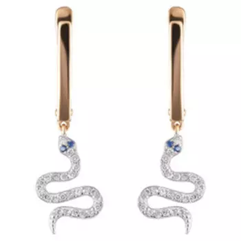 Золотые серьги с сапфирами и бриллиантами "Змеи"