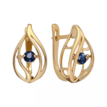 Золотые серьги с сапфирами "Танцующий камень"