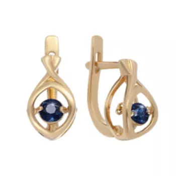 Золотые серьги с сапфирами "Танцующий камень"