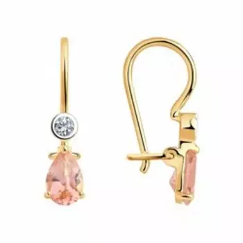 Золотые серьги с ситаллами и фианитами