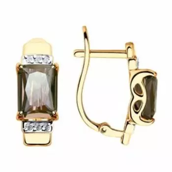 Золотые серьги с ситаллами и фианитами