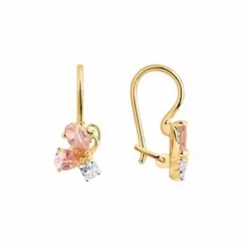 Золотые серьги с ситаллами и фианитами