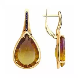 Серьги из золота с ситаллами и фианитами