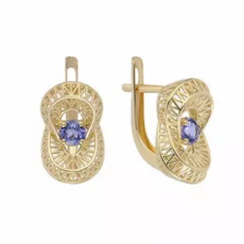 Золотые серьги с танзанитами