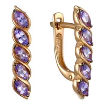 Золотые серьги с танзанитами