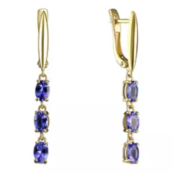 Золотые серьги с танзанитами