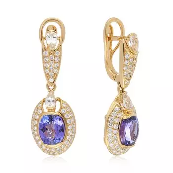 Золотые серьги с танзанитами