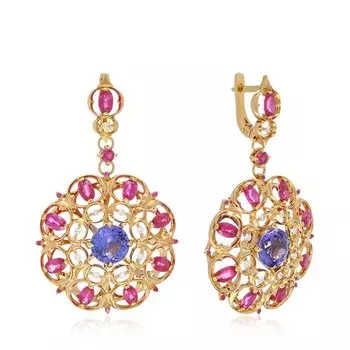 Золотые серьги с танзанитами