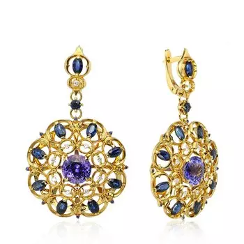 Золотые серьги с танзанитами