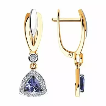 Золотые серьги с танзанитами
