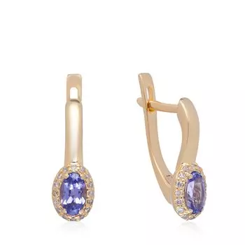 Золотые серьги с танзанитами