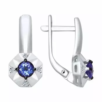 Золотые серьги с танзанитами