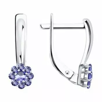 Золотые серьги с танзанитами "Цветы"