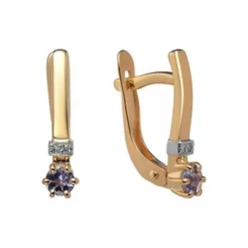 Золотые серьги с танзанитами и бриллиантами