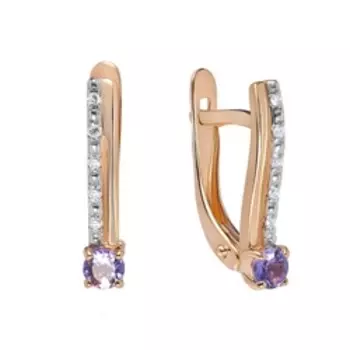 Золотые серьги с танзанитами и бриллиантами