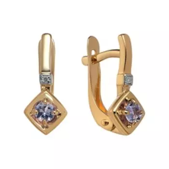 Золотые серьги с танзанитами и бриллиантами