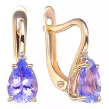 Золотые серьги с танзанитами и бриллиантами