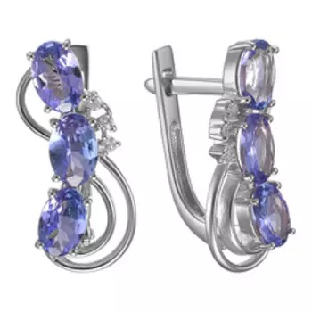 Золотые серьги с танзанитами и бриллиантами