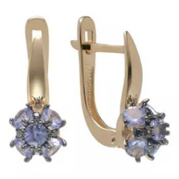 Золотые серьги с танзанитами и бриллиантами