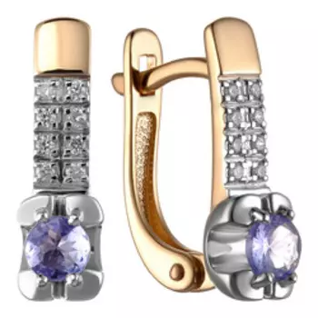 Золотые серьги с танзанитами и бриллиантами