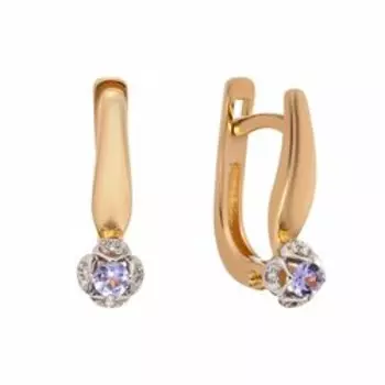 Золотые серьги с танзанитами и бриллиантами