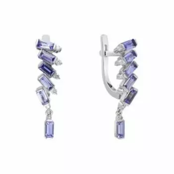 Золотые серьги с танзанитами и бриллиантами