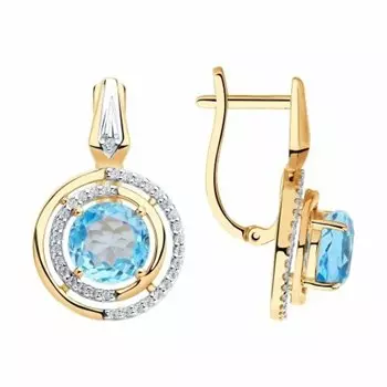 Золотые серьги с топазами